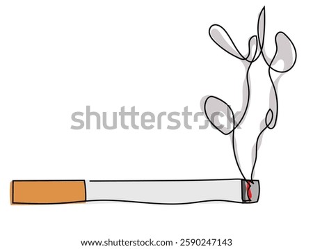Cigarettes in a continuous line drawing on white background.