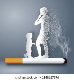 Cigarettes destroy health and life of human as craft style and paper art concept. vector illustration