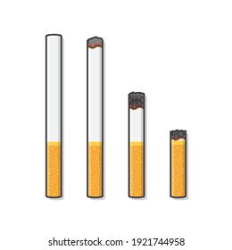 Cigarettes During Different Stages of Burn Vector Icon Illustration