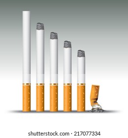 Cigarettes during different stages of burn. Vector illustration