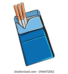 Cigarettes. The harm from smoking. A pack of cigarettes. Cartoon style. Illustration for design and decoration.