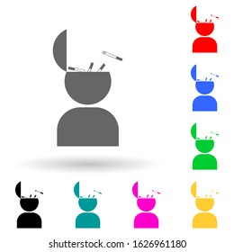 cigarettes in the head multi color style icon. Simple glyph, flat vector of bad habbits icons for ui and ux, website or mobile application