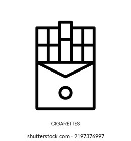 icono de cigarrillos. Diseño De Estilo De Arte De Línea Aislado En Fondo Blanco