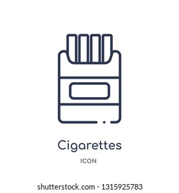 cigarettes icon from signaling outline collection. Thin line cigarettes icon isolated on white background.