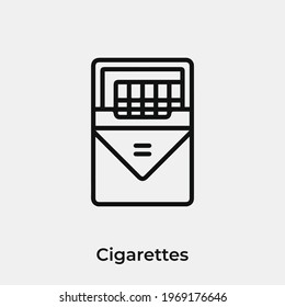 cigarettes icon vector. Linear style sign for mobile concept and web design. cigarettes symbol illustration. Pixel vector graphics - Vector.