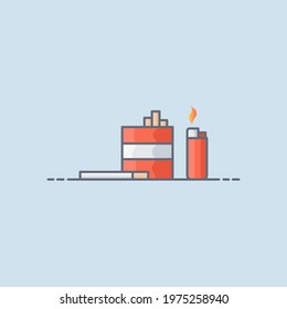 Cigarettes and lighter vector icon illustration