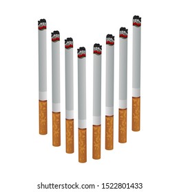 Cigarettes With No Smoke With White background Vector