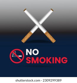 Cigarettes with no smoking warning sign vector illustration