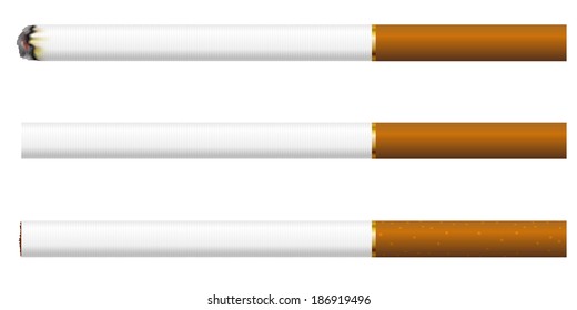 Cigarettes on a white background