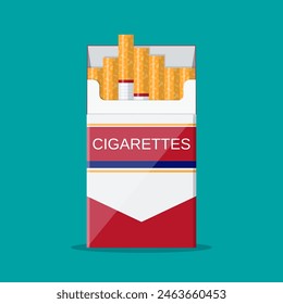 Cigarettes open pack. Vector illustration in flat style