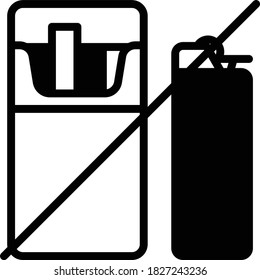 Packung mit Zigaretten und Leuchtstoff Stopp Vector Glyph Icon Design, Quit Smoking Symbol auf weißem Hintergrund, Bad Gewohnheitszeichen, Welt ohne Tabaktag Konzept, 