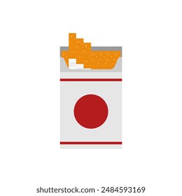 cigarettes pack flat design vector illustration isolated on white background. Open cigarettes pack box flat. smoke problem concept, narcotic, product, production, tobacco, cigarette symbol.