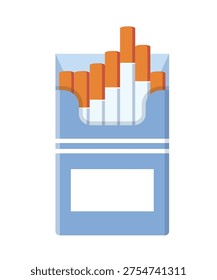 Cigarettes pack in flat style. Cigarettes box. Vintage cigarettes pack. Cigarettes pack icon. Smoke problem. No smoking.
