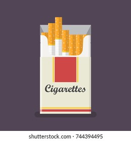 Cigarettes Pack In Flat Style. Vector Illustration