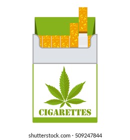 Cigarettes pack with marijuana icon