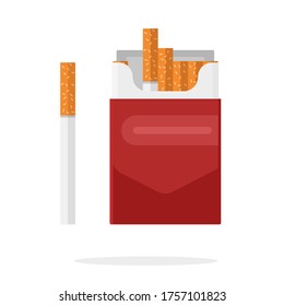 Cigarettes pack vector carton box flat cartoon isolated illustration, smoking tobacco packet mockup clipart