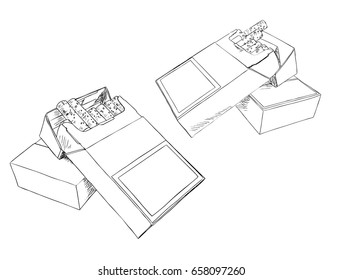 cigarettes pocket, sketch vector.