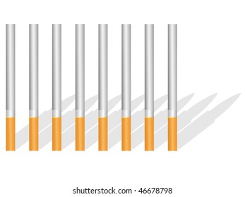 Cigarettes and shade on pure background