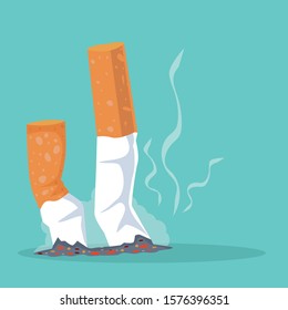 Cigarrillos con productos para fumar Ilustración plana 
