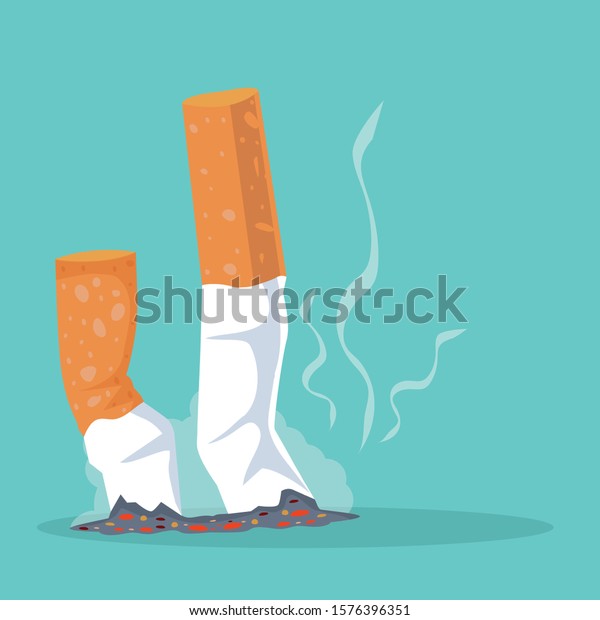 Cigarettes with\
smoking product Flat illustration\
