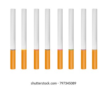 Cigarettes in vector on white background.