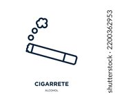 cigarrete icon from alcohol collection. Thin linear cigarrete, tobacco, cigarette outline icon isolated on white background. Line vector cigarrete sign, symbol for web and mobile