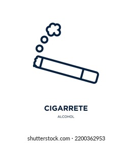 cigarrete icon from alcohol collection. Thin linear cigarrete, tobacco, cigarette outline icon isolated on white background. Line vector cigarrete sign, symbol for web and mobile