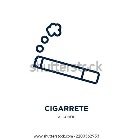 cigarrete icon from alcohol collection. Thin linear cigarrete, tobacco, cigarette outline icon isolated on white background. Line vector cigarrete sign, symbol for web and mobile