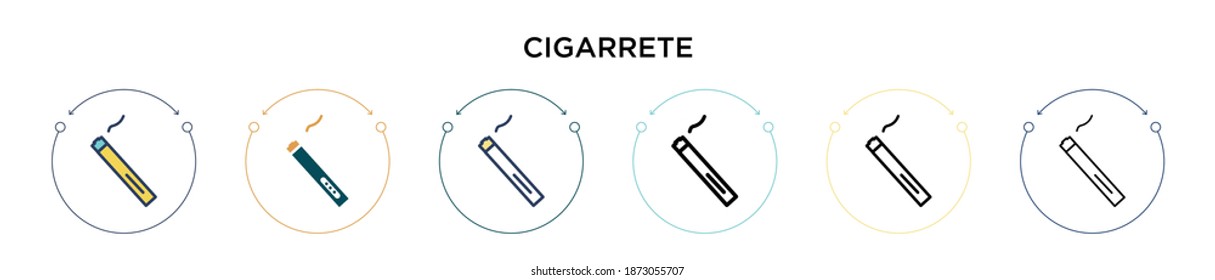 Cigarrete icon in filled, thin line, outline and stroke style. Vector illustration of two colored and black cigarrete vector icons designs can be used for mobile, ui, web