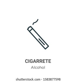 Cigarrete outline vector icon. Thin line black cigarrete icon, flat vector simple element illustration from editable alcohol concept isolated on white background