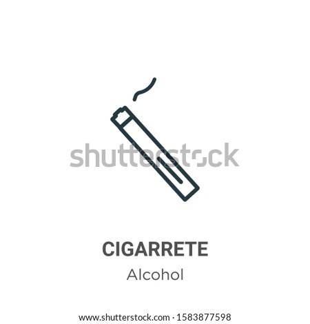 Cigarrete outline vector icon. Thin line black cigarrete icon, flat vector simple element illustration from editable alcohol concept isolated on white background