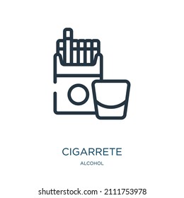 cigarrete thin line icon. tobacco, smoke linear icons from alcohol concept isolated outline sign. Vector illustration symbol element for web design and apps.