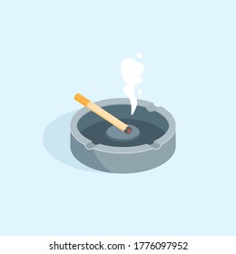 Cigarrettes and Ashtray with smoke vector illustration