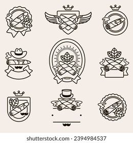 Cigars label and icons set. Collection icon cigars. Vector