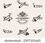 Cigars set. Collection icon cigars. Vector
