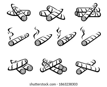 Cigars set. Collection icon cigars. Vector