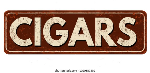 Cigars vintage rusty metal sign on a white background, vector illustration