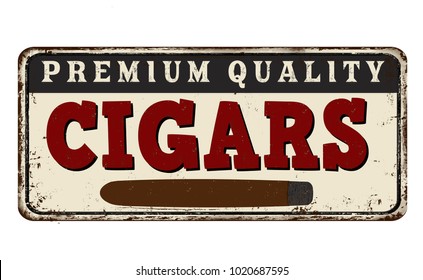 Cigars vintage rusty metal sign on a white background, vector illustration