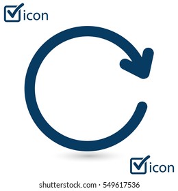 Ciircular arrow sign vector icon.The arrow that moves to the right.