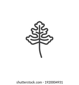 Icono de línea de hierba de ciantro. signo de estilo lineal para concepto móvil y diseño web. Icono del vector de contorno de hoja de cilantro. Símbolo, ilustración del logotipo. Gráficos vectoriales