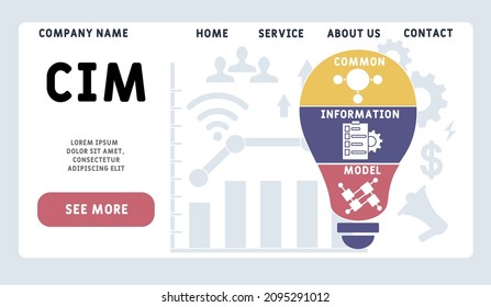 CIM - Common Information Model acronym. business concept background.  vector illustration concept with keywords and icons. lettering illustration with icons for web banner, flyer, landing 