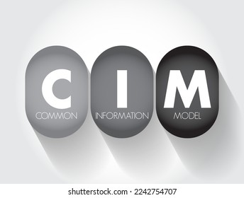 CIM Common Information Model - open standard that defines how managed elements in an IT environment and relationships between them, acronym text concept background