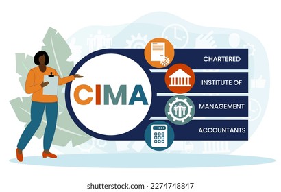 CIMA - Chartered Institute of Management Accountants acronym. business concept background. Vector illustration for website banner, marketing materials, business presentation