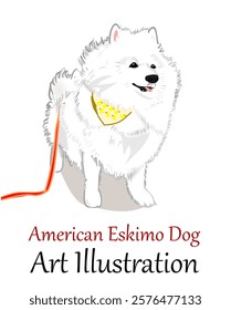 CIMAHI,INDONESIA-JANUARY 23, 2025-Cute American Eskimo Dog. Animal vector illustration design cartoon for poster,collection,background,sticker,souvenir,fabric.

