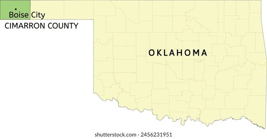 Cimarron County and city of Boise City location on Oklahoma state map