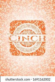 Cinch abstract orange mosaic emblem with background