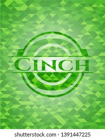 Cinch green emblem with triangle mosaic background. Vector Illustration. Detailed.