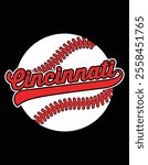 Cincinnati Baseball Vintage City Red Design File.