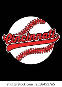 Cincinnati Baseball Vintage City Red Design File.