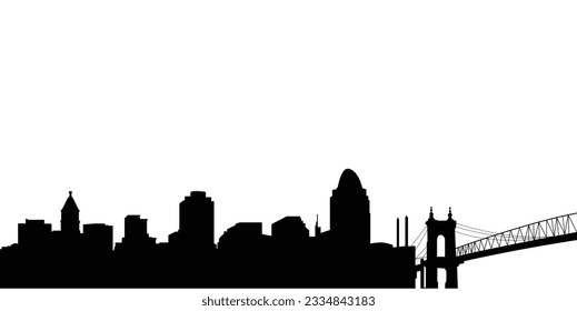 Cincinnati city skyline silhouette in vector format